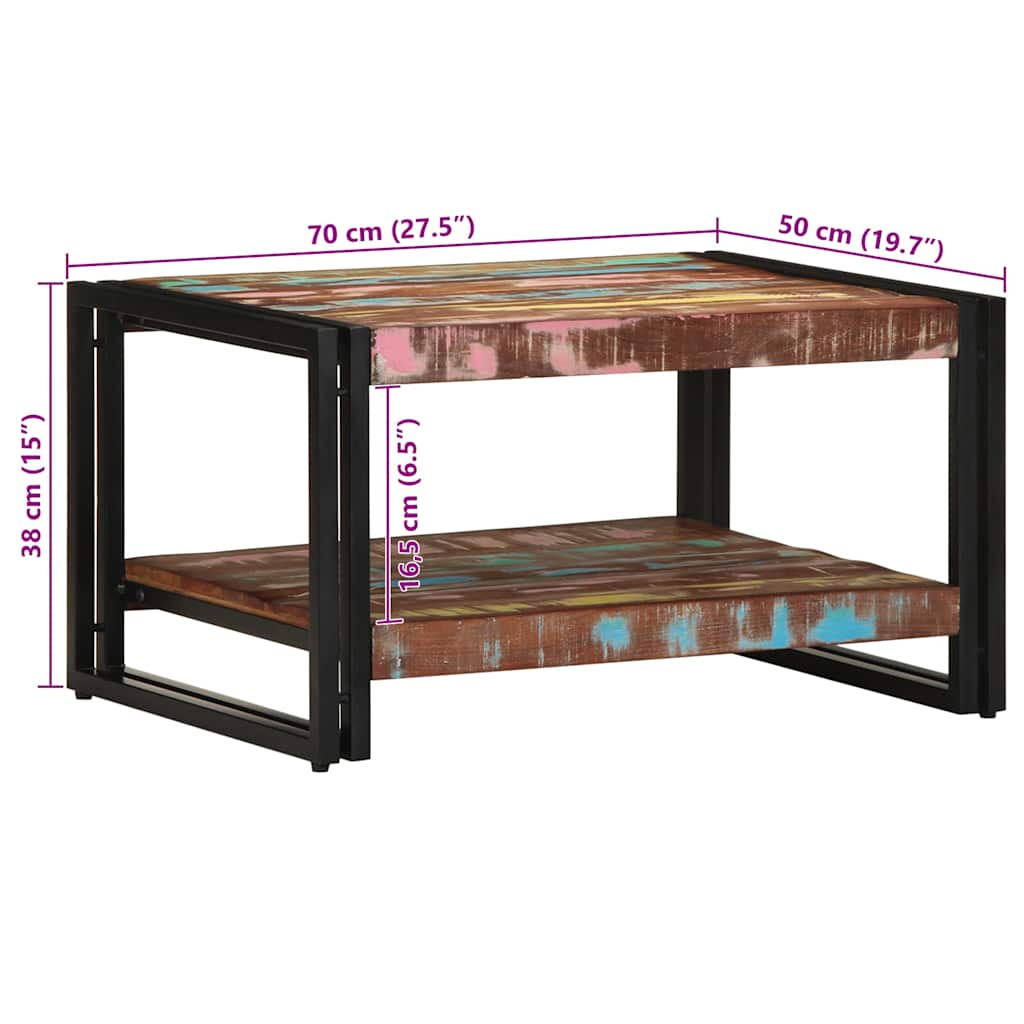 vidaXL Stolik kawowy wielokolorowy 70x50x38 cm lite drewno odzyskane