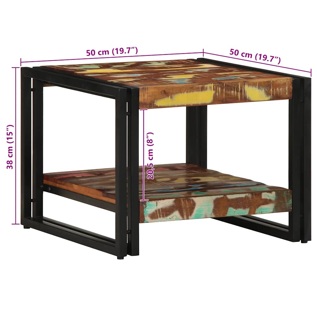 vidaXL Stolik kawowy wielokolorowy 50x50x38 cm lite drewno odzyskane