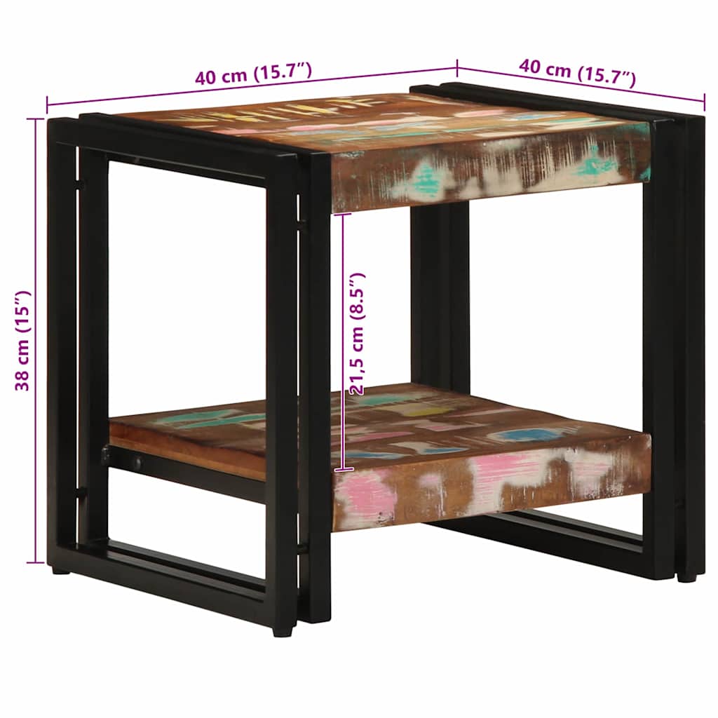 vidaXL Stolik kawowy 40 x 40 x 38 cm Lite Drewno Recyklingowe