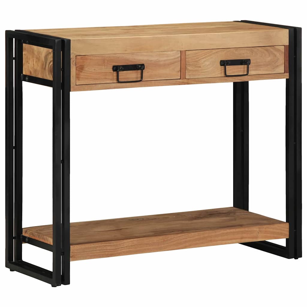 vidaXL Konsola z szufladą Brązowy 90 x 33 x 75 cm Lite Drewno Akacji