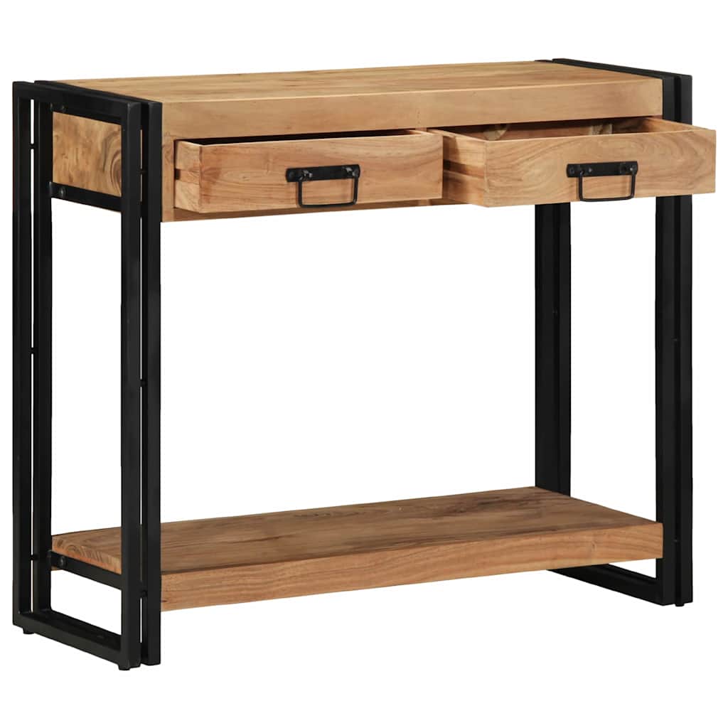 vidaXL Konsola z szufladą Brązowy 90 x 33 x 75 cm Lite Drewno Akacji