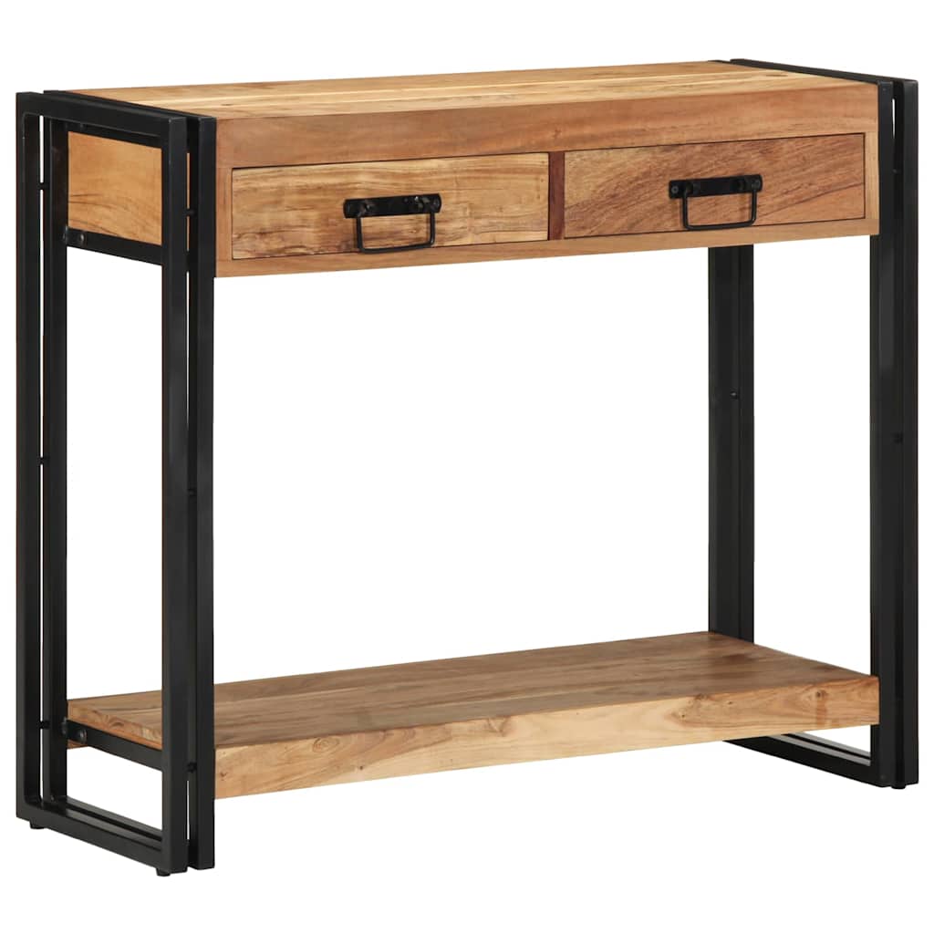 vidaXL Konsola z szufladą Brązowy 90 x 33 x 75 cm Lite Drewno Akacji