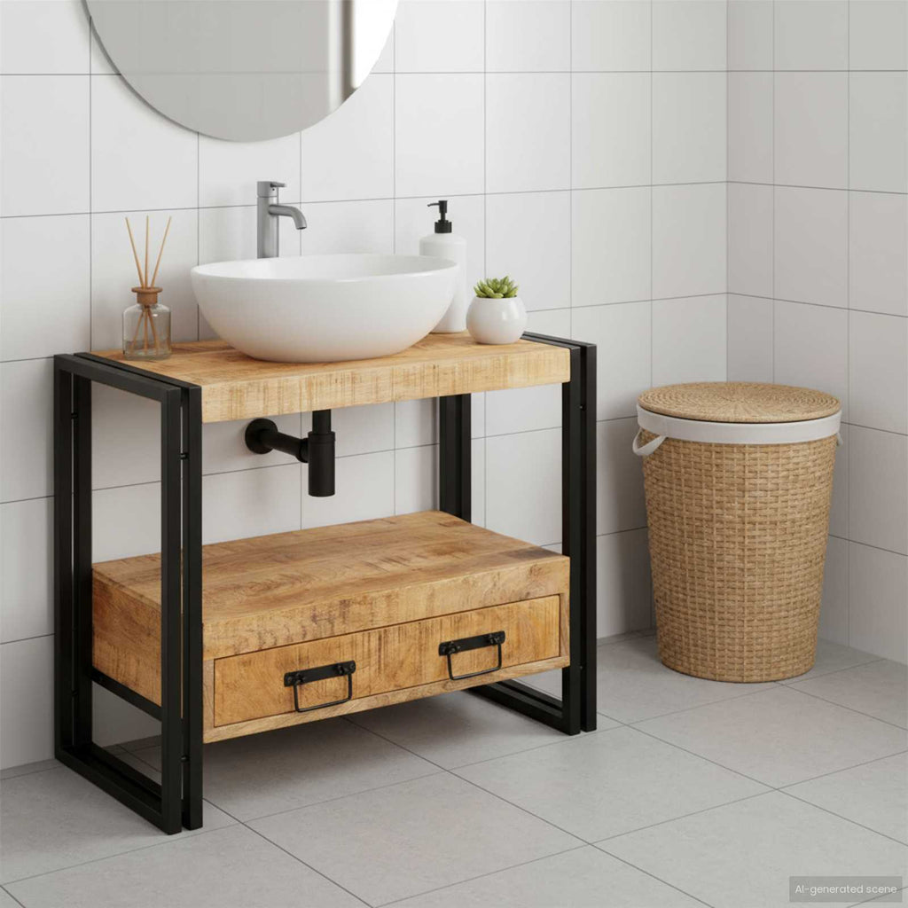 vidaXL Szafka toaletki Brązowy 71 x 33 x 58 cm Drewno z mango