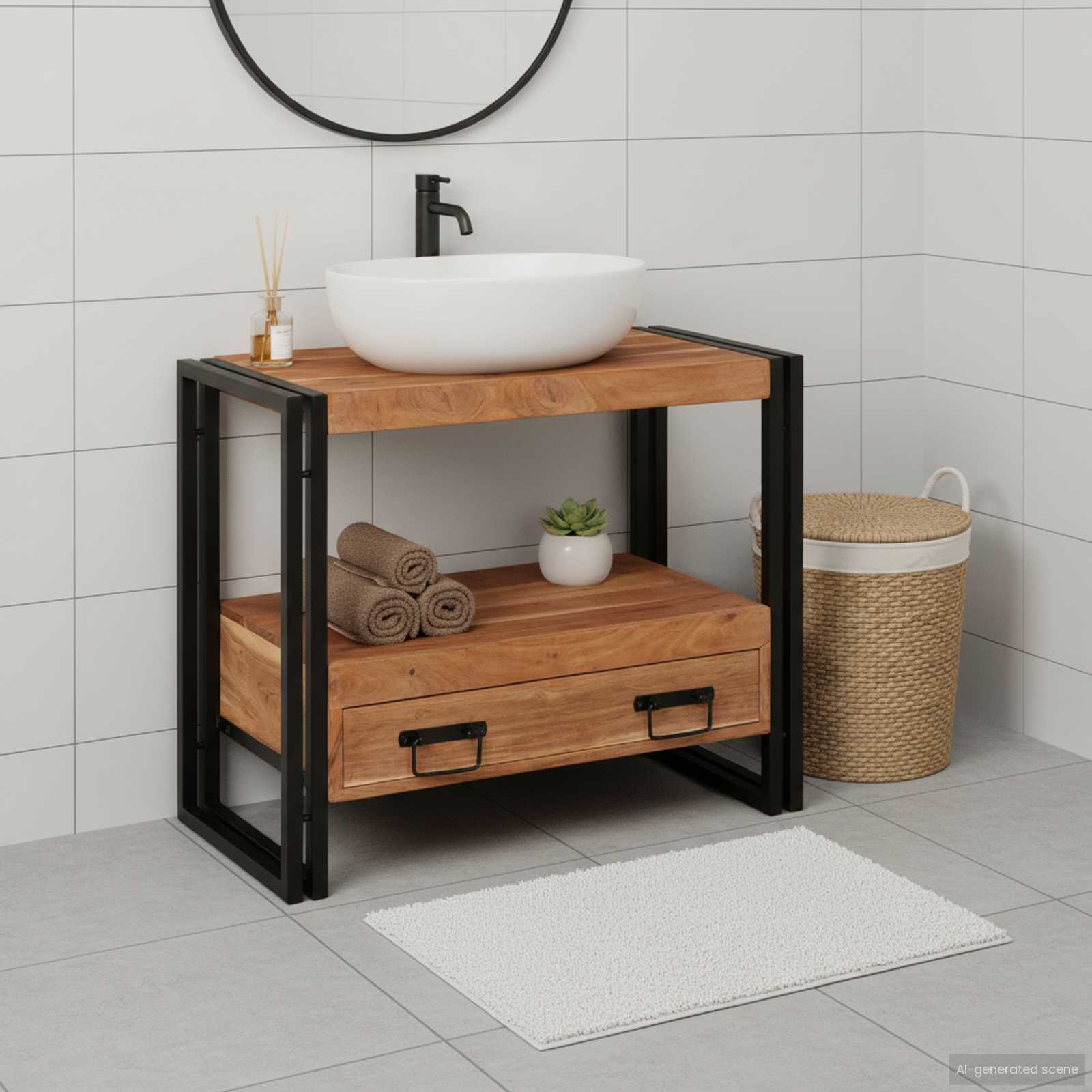 vidaXL Szafka toaletki Brązowy 71 x 33 x 58 cm Lite Drewno Akacji