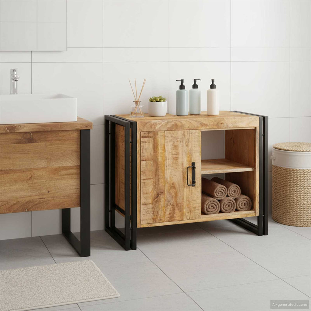 vidaXL Szafka umywalkowa Brązowy 71 x 33 x 58 cm Drewno z mango