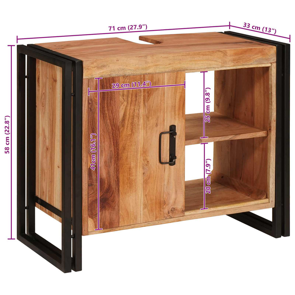 vidaXL Szafka umywalkowa Brązowy 71 x 33 x 58 cm Lite Drewno Akacji