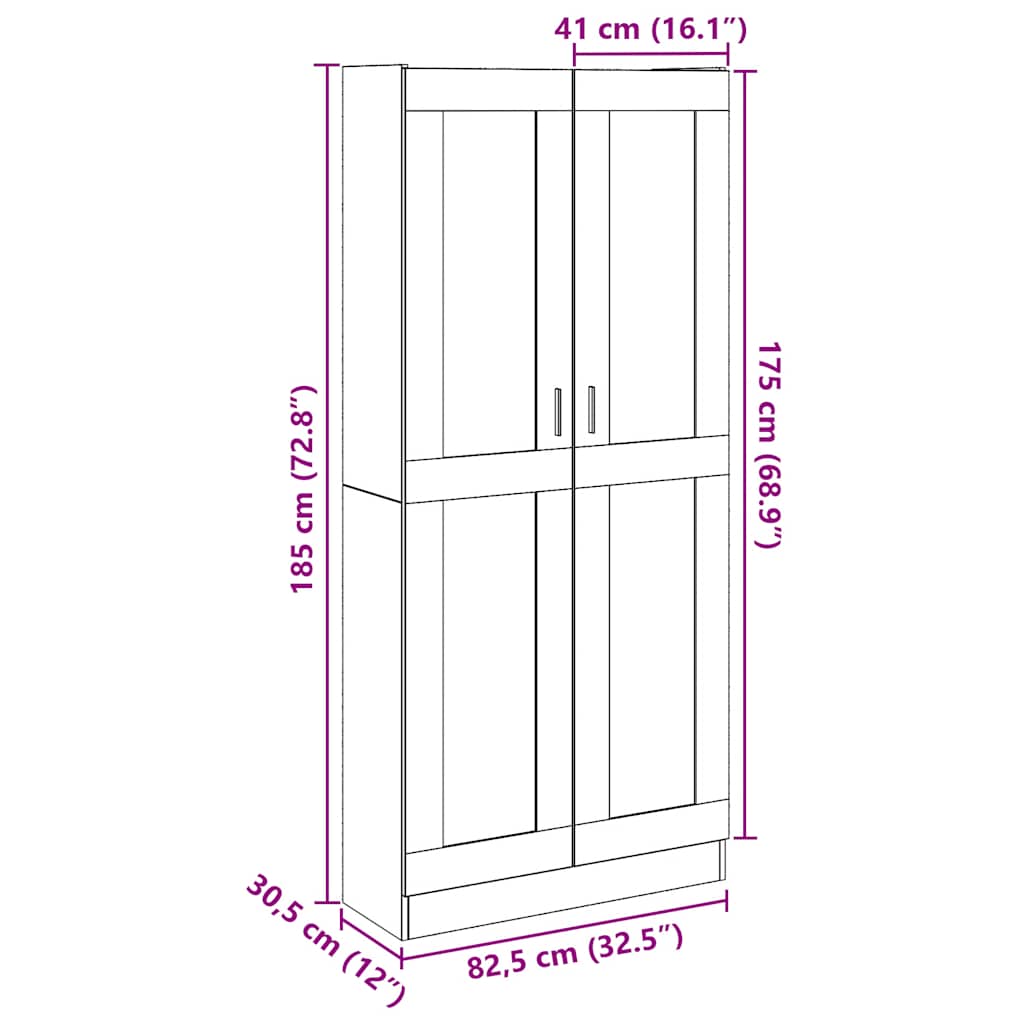 vidaXL Szafka, stare drewno, 82,5x30,5x185cm, materiał drewnopochodny