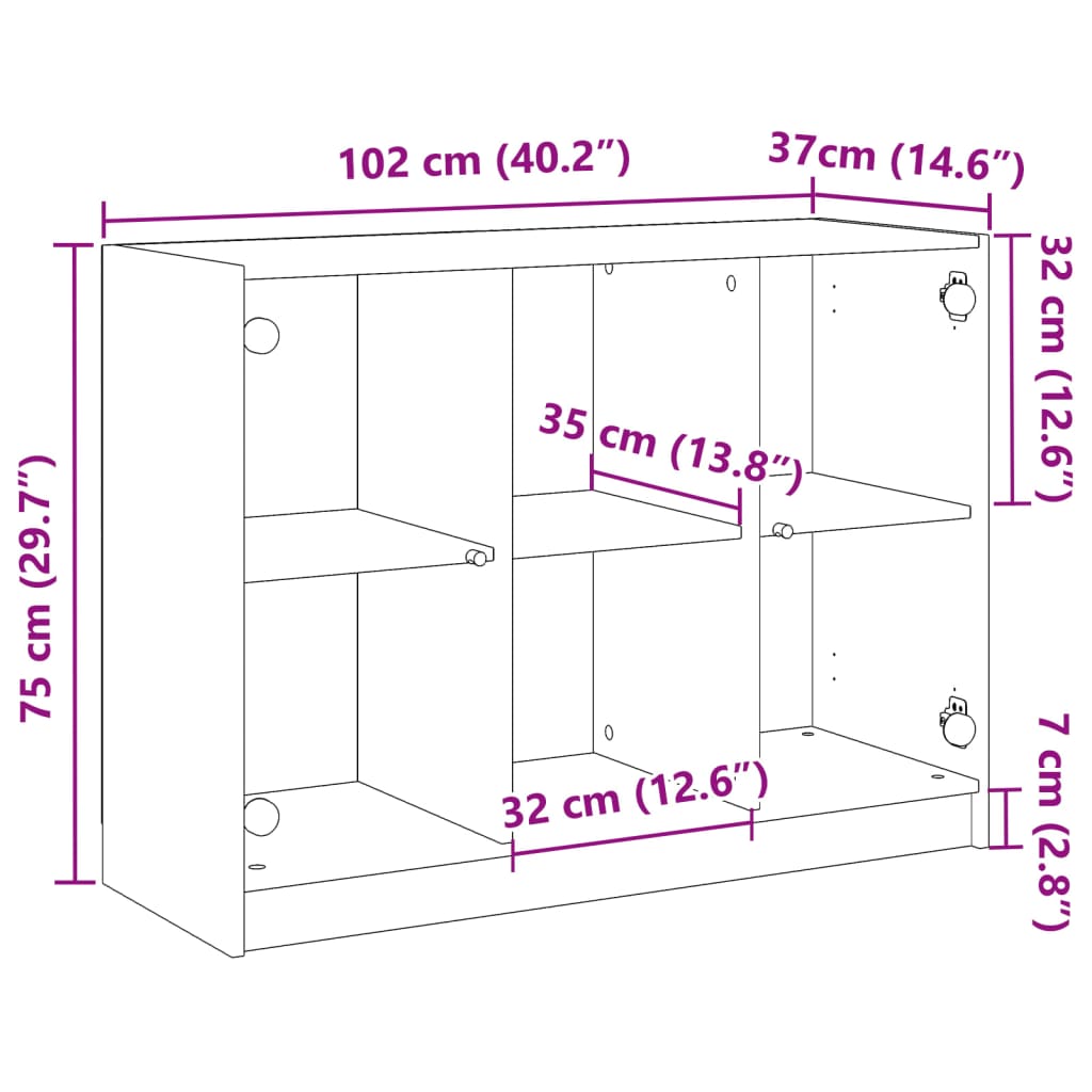vidaXL Szafka, stare drewno, 102x37x75,5 cm, materiał drewnopochodny