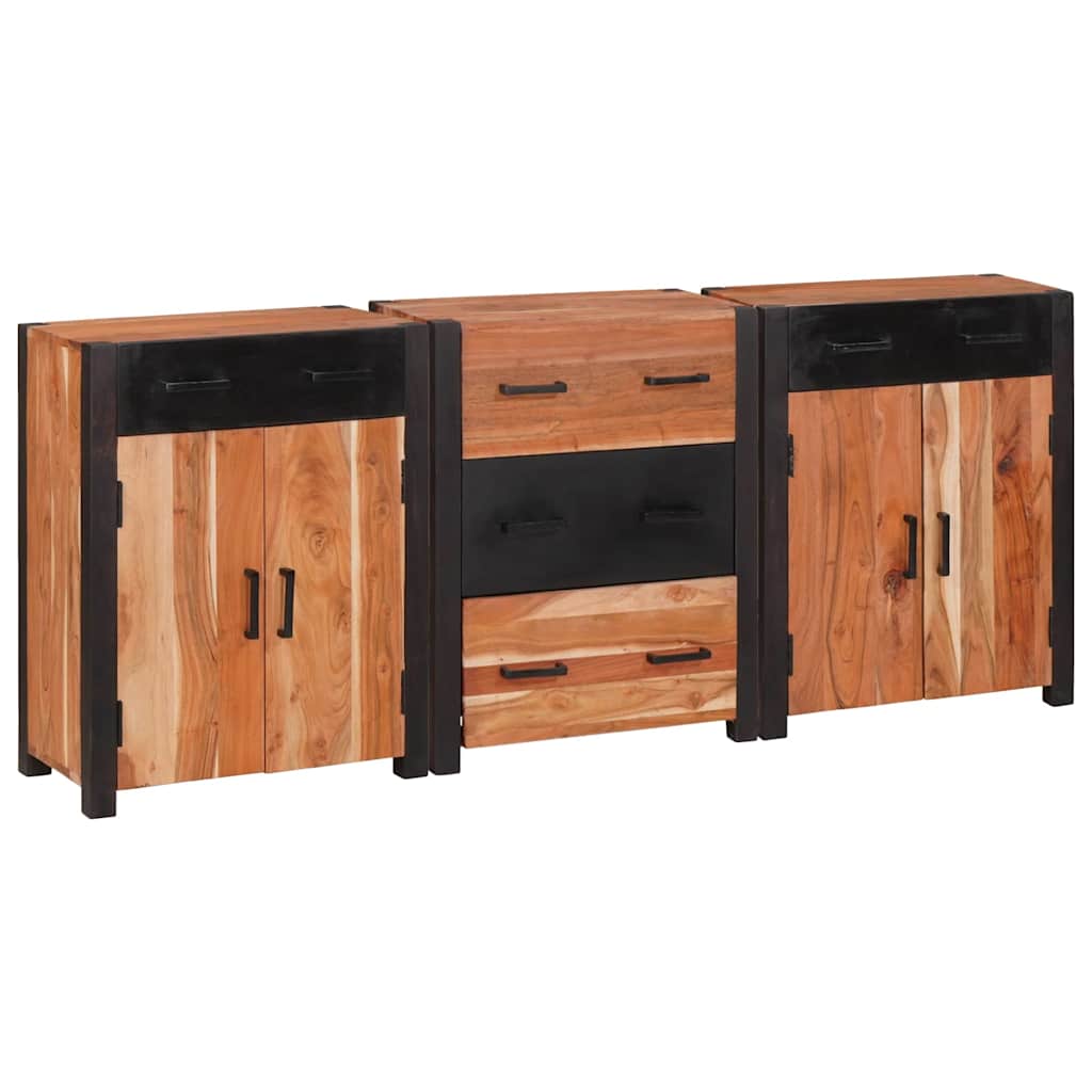 vidaXL Bufet 3 pcs Brązowy 165 x 30 x 75 cm Lite Drewno Akacji