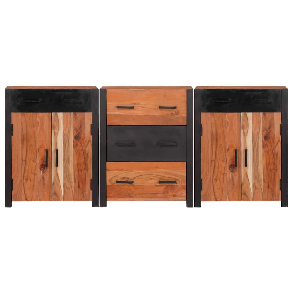 vidaXL Bufet 3 pcs Brązowy 165 x 30 x 75 cm Lite Drewno Akacji