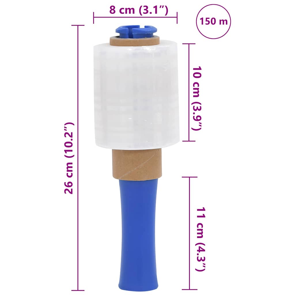 vidaXL Folia stretch z uchwytem 10 szt. Przezroczysta 23 µm