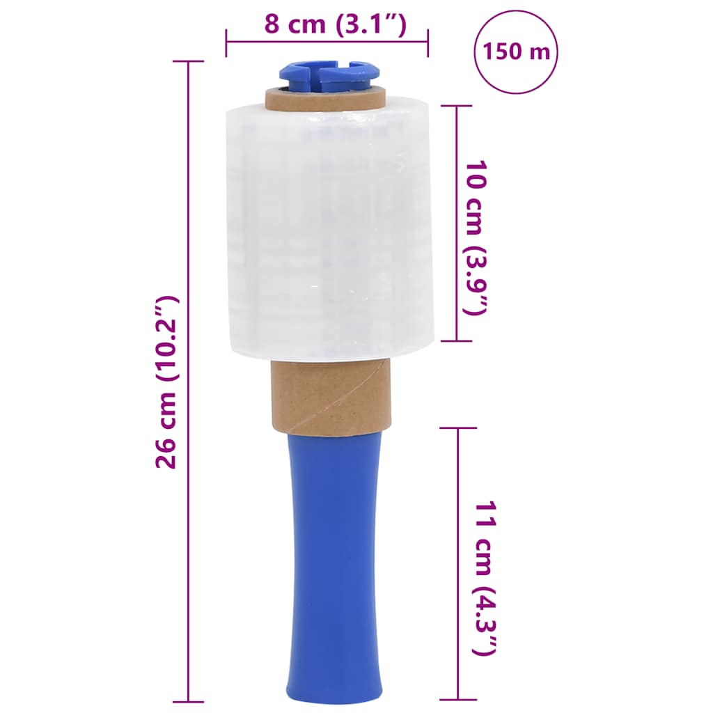 vidaXL Folie stretch 50 szt. Przezroczyste 23 µm 10 cm x 150 m