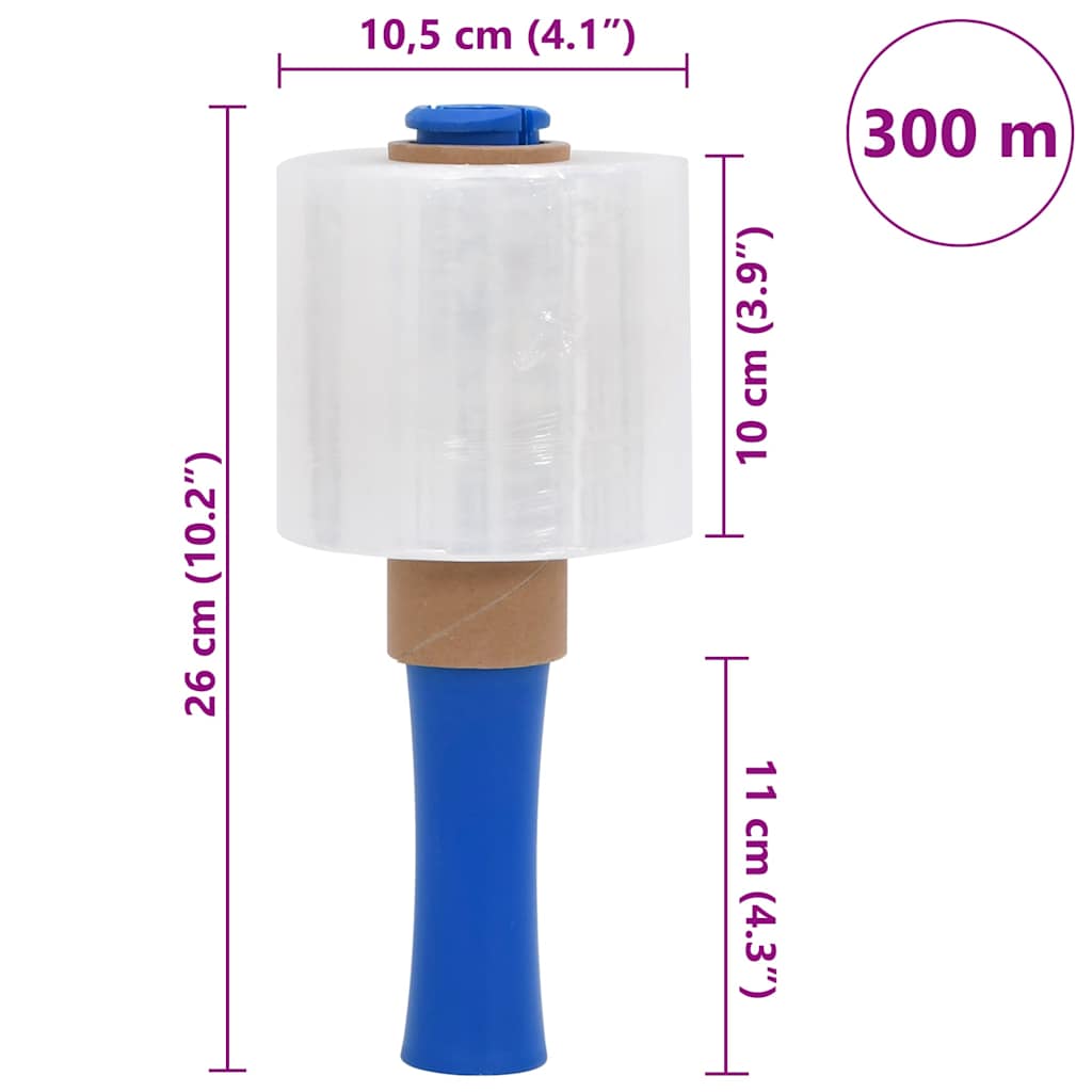 vidaXL Folie stretch 10 szt. Przezroczyste 23 µm 10 cm x 300 m