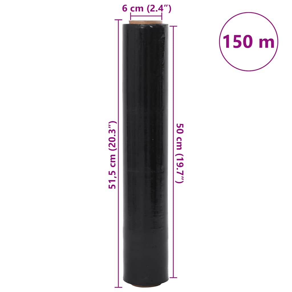 vidaXL Folia stretch 2 szt. Czarna 17 μm 50 cm x 150 m