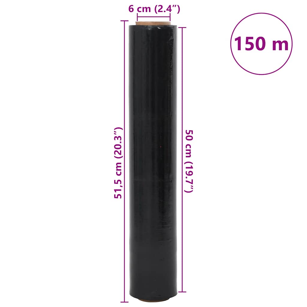 vidaXL Folia stretch 2 szt. Czarna 20 μm 50 cm x 150 m