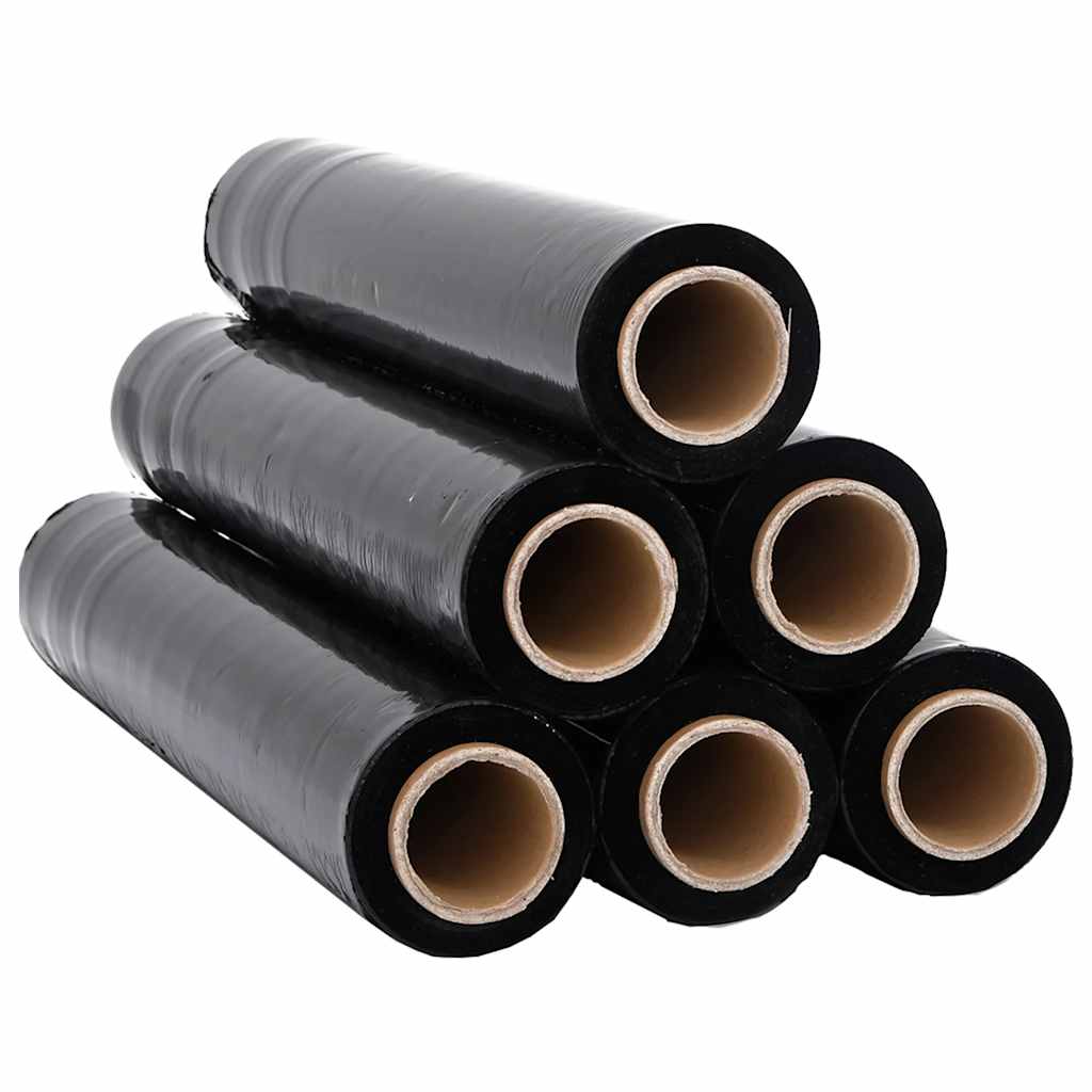 vidaXL Folia stretch 6 szt. Czarna 23 μm 50 cm x 150 m