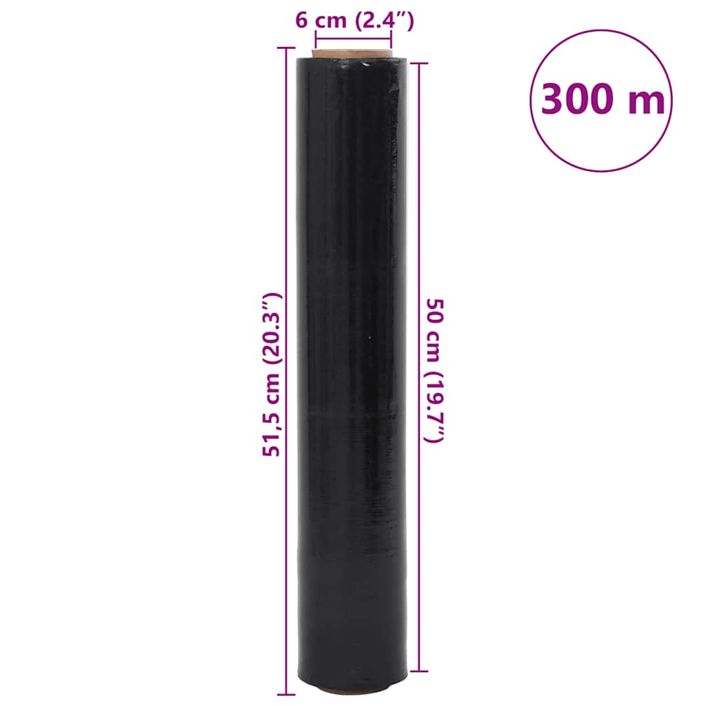 vidaXL Folia stretch 2 szt. Czarna 30 μm 50 cm x 300 m