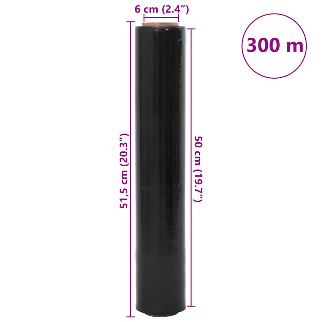 vidaXL Folia stretch 6 szt. Czarna 17 μm 50 cm x 300 m