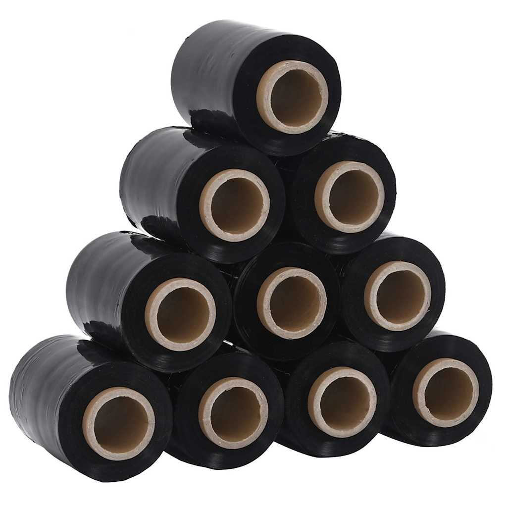 vidaXL Folie stretch 10 szt. Czarne 23 µm 10 cm x 300 m