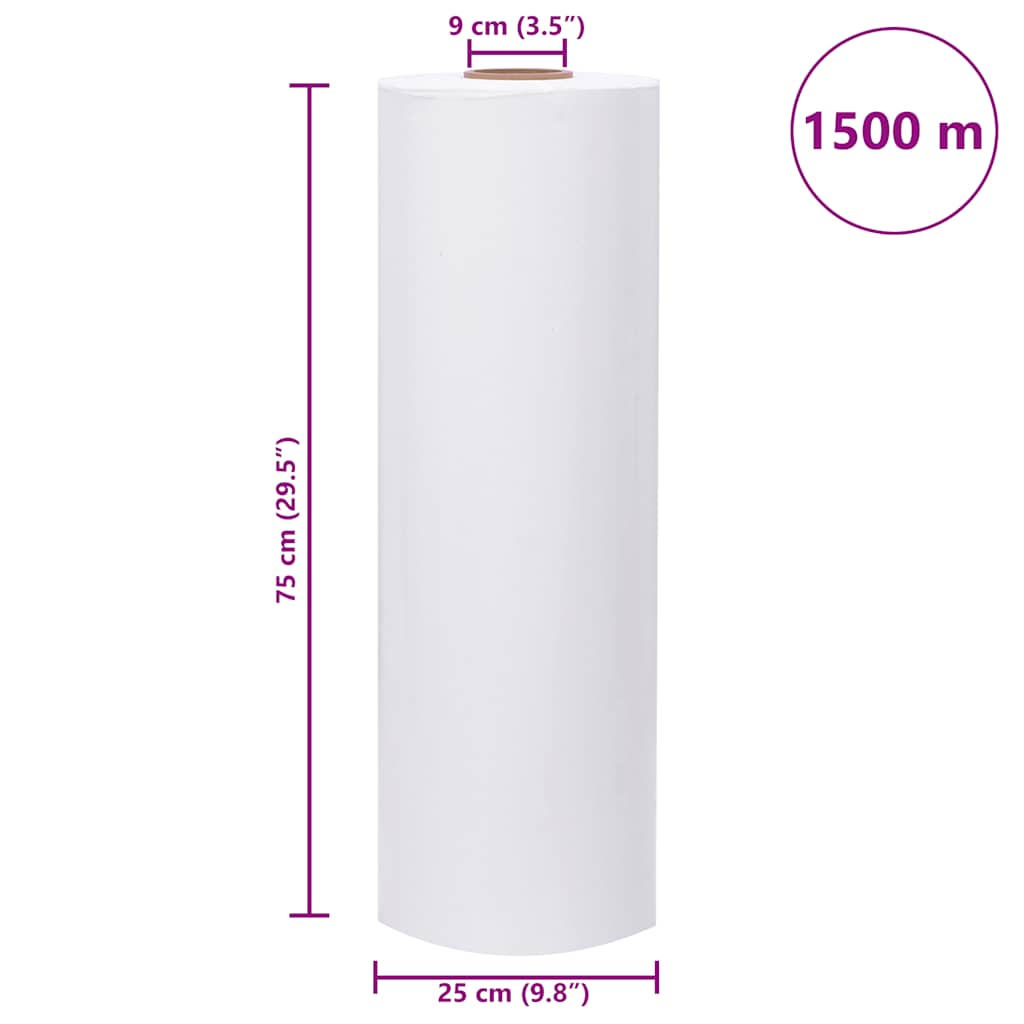 vidaXL Folia rolnicza stretch biała 25 µm 75 cm x 1500 m