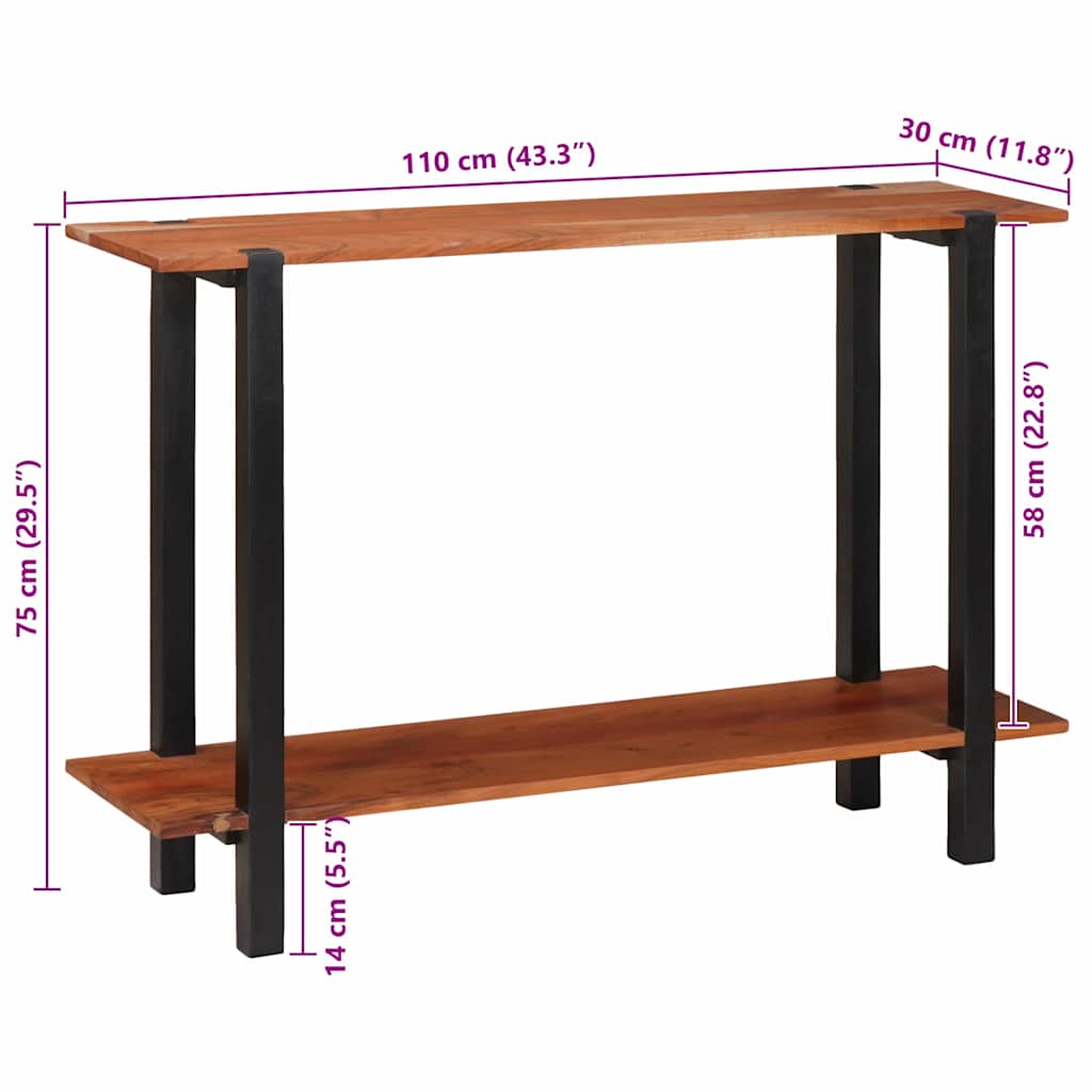vidaXL Konsola z półką Brązowy i czarny 110 x 30 x 75 cm