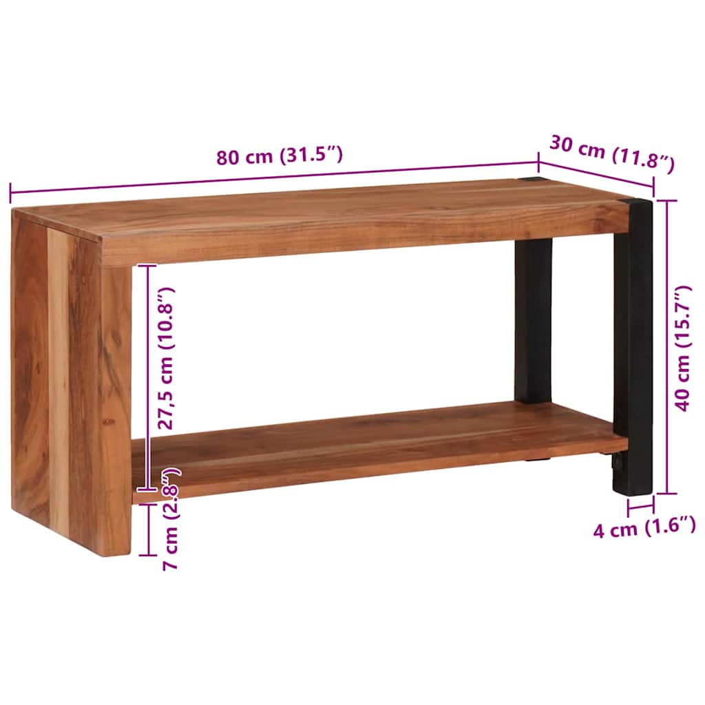 vidaXL Półka na książki Brązowy 80 x 30 x 40 cm Lite Drewno Akacji
