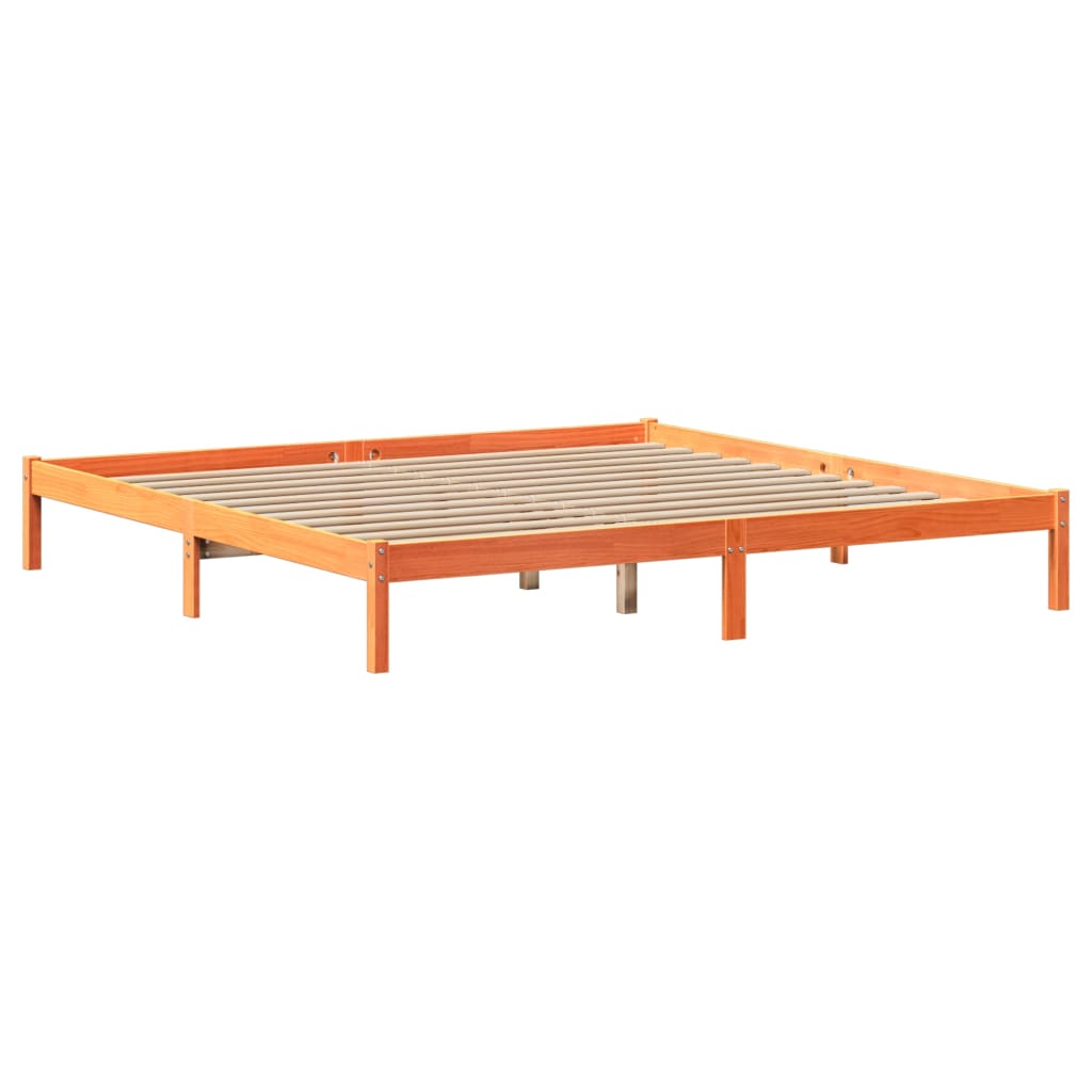 vidaXL Łóżko z regałem, bez materaca, woskowy brąz, 200x200cm, sosnowe