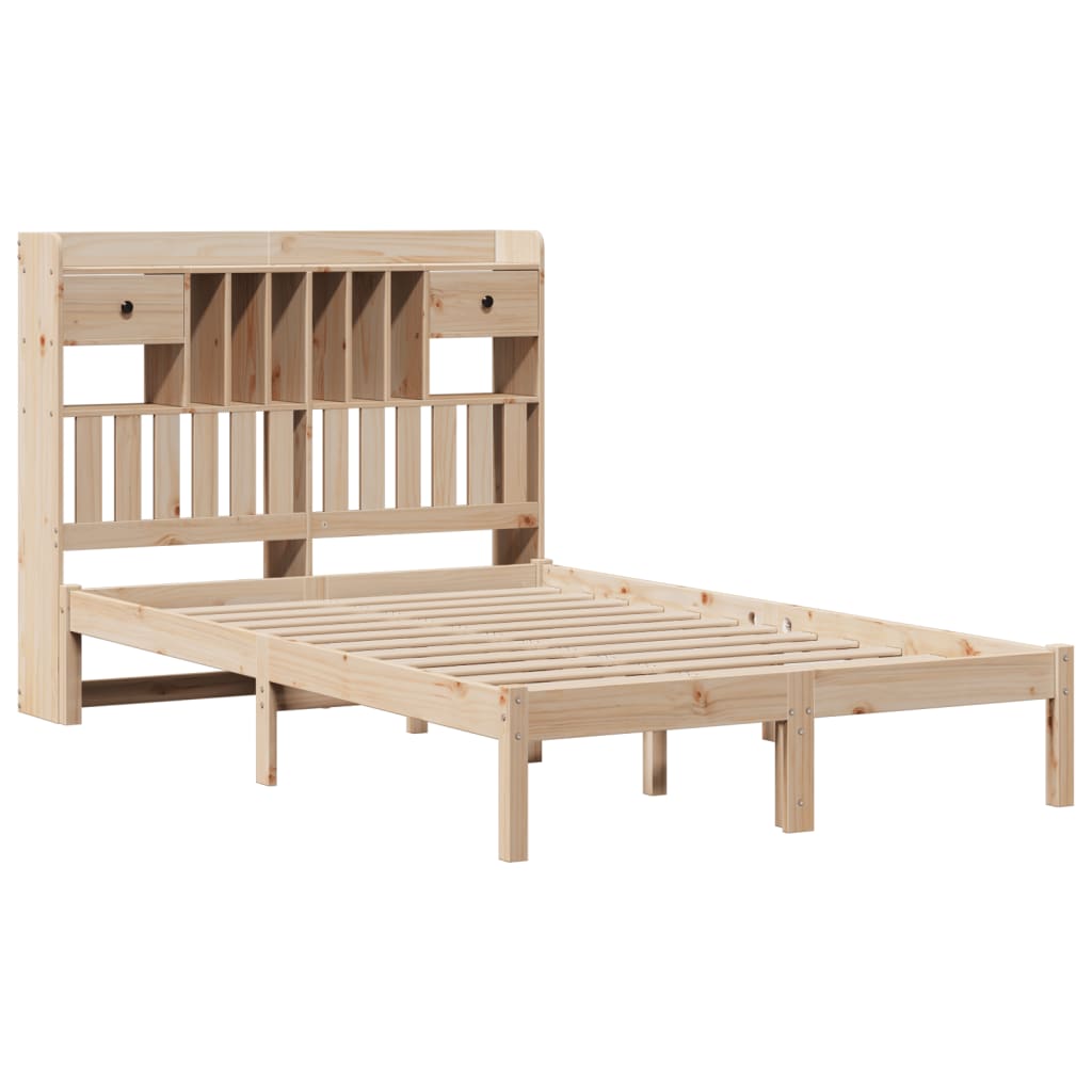 vidaXL Łóżko z regałem, bez materaca, 135x190 cm, drewno sosnowe