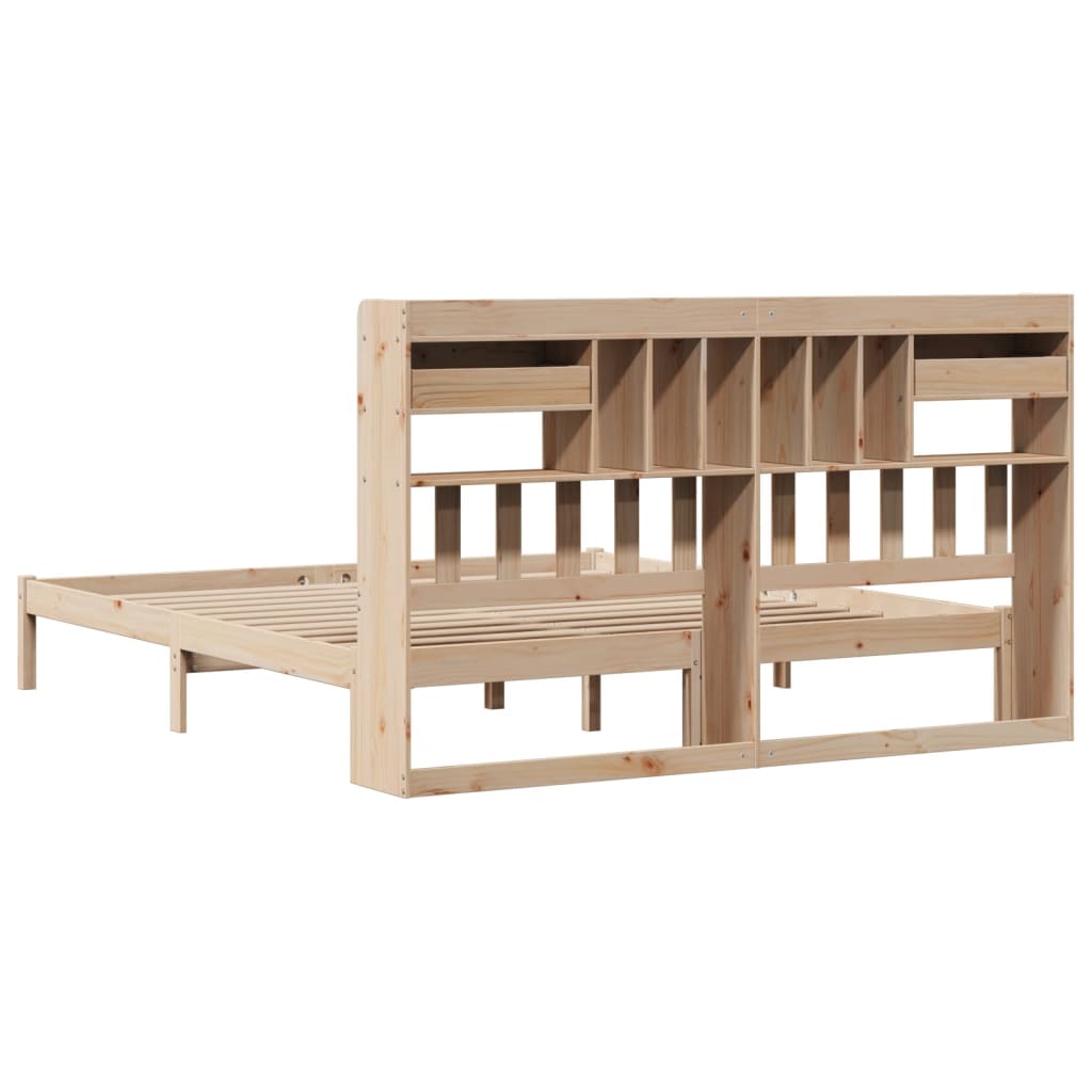 vidaXL Łóżko z regałem, bez materaca, 180x200 cm, lite drewno sosnowe