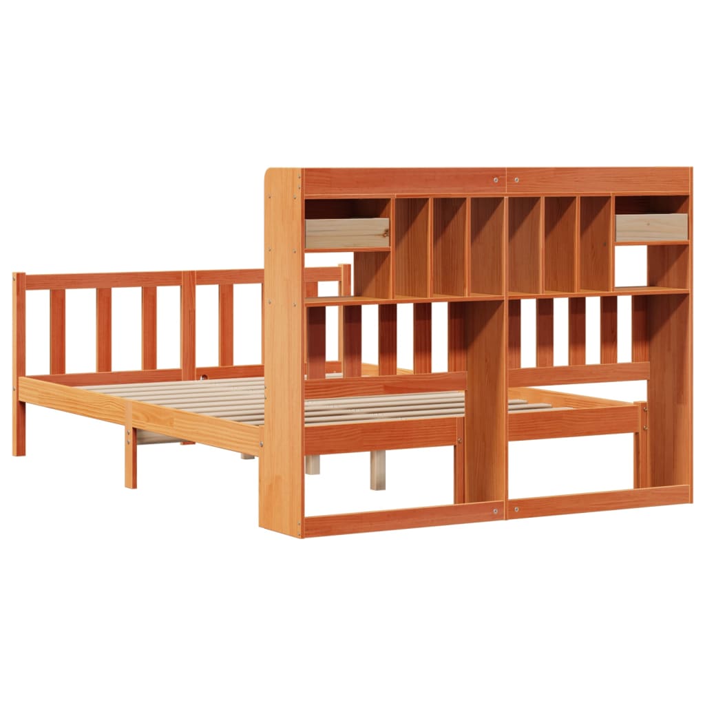 vidaXL Łóżko z regałem, bez materaca, 160x200 cm, lite drewno sosnowe
