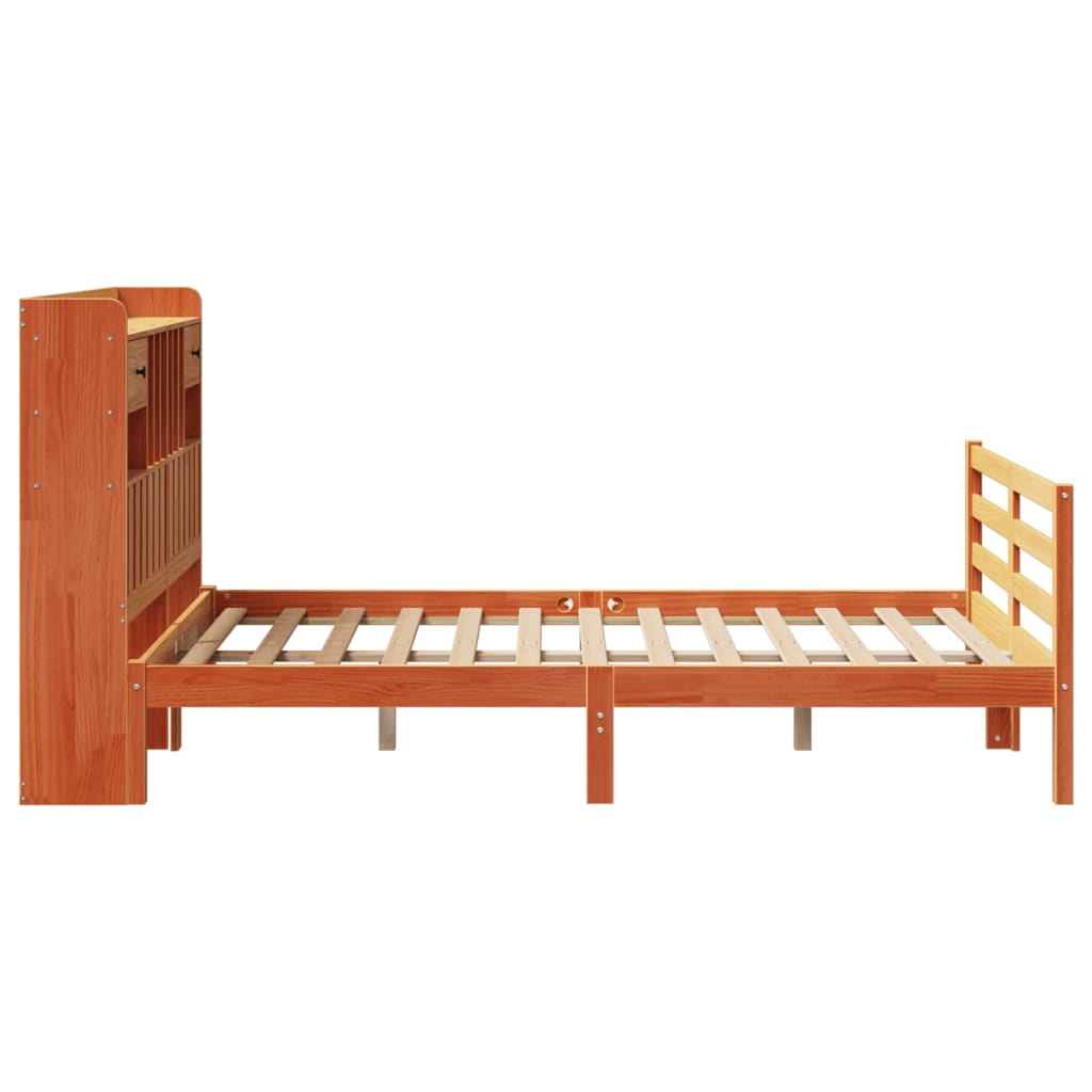 vidaXL Łóżko z regałem, bez materaca, 135x190 cm, drewno sosnowe