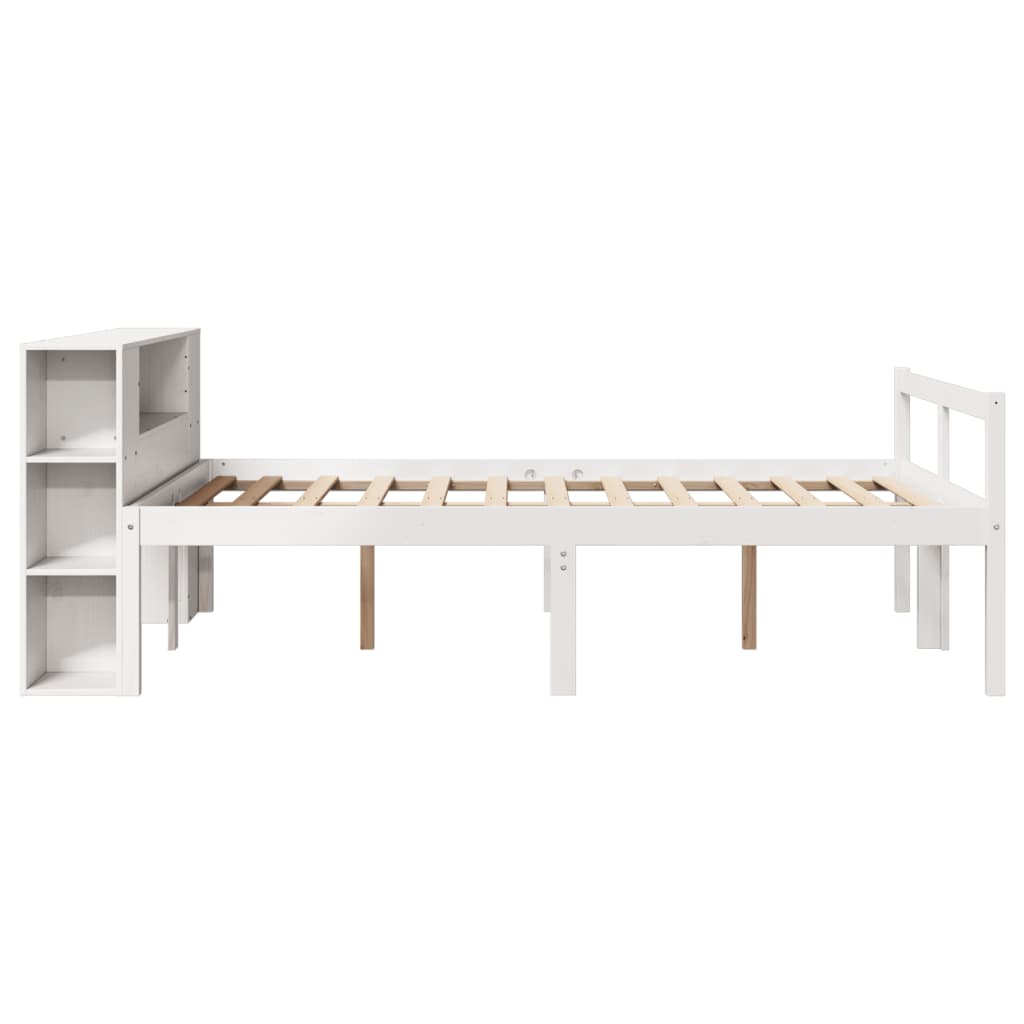 vidaXL Łóżko z regałem, bez materaca, białe, 140x200 cm, sosnowe