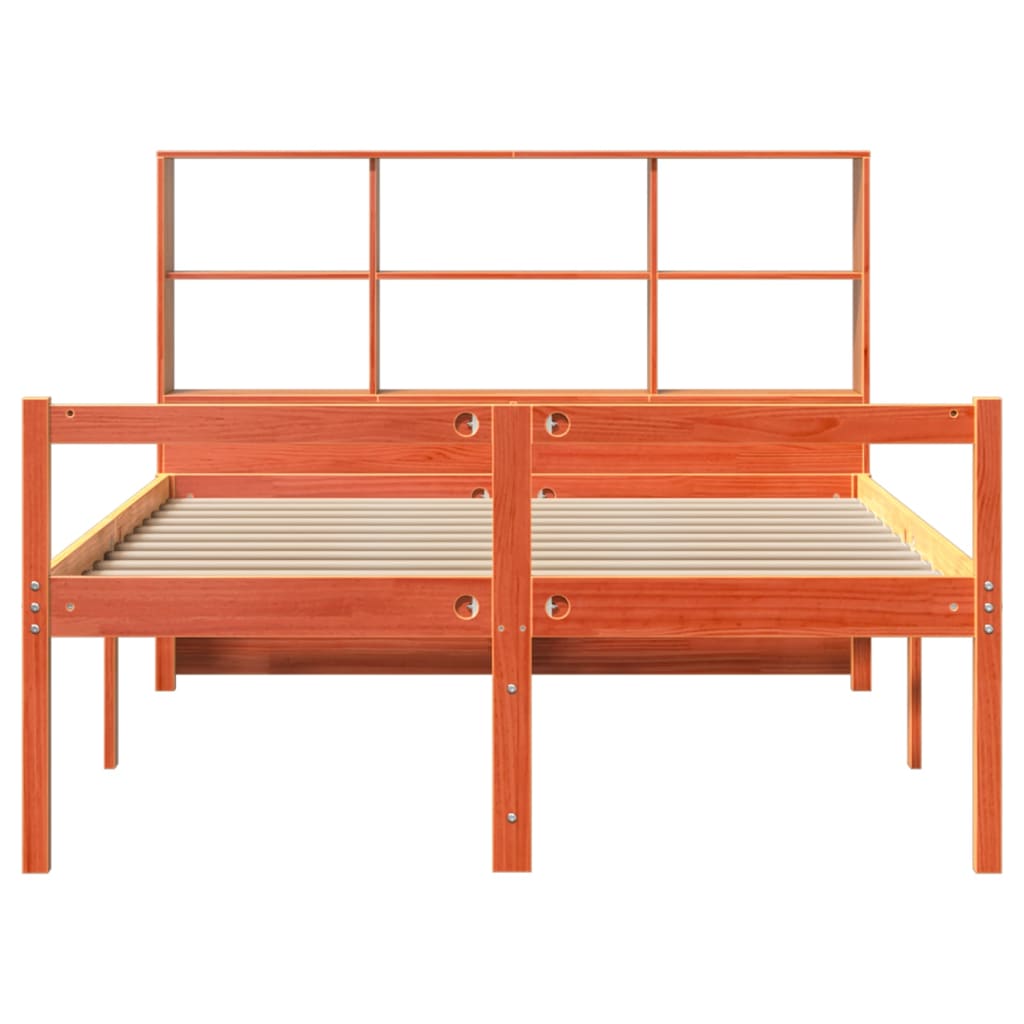 vidaXL Rama łóżka bez materaca, woskowy brąz, 135x190 cm, lite drewno