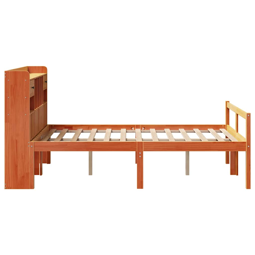vidaXL Łóżko z regałem, bez materaca, 135x190 cm, drewno sosnowe