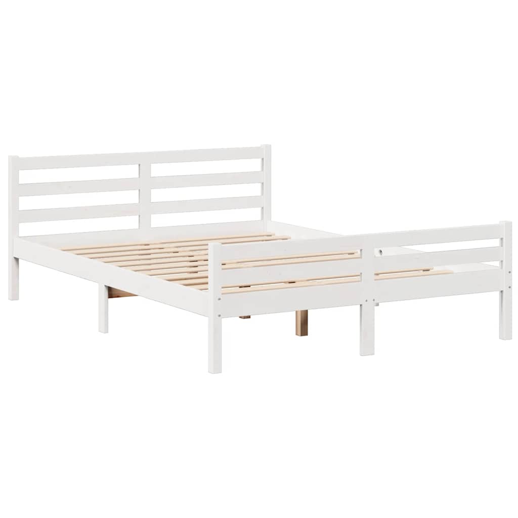 vidaXL Łóżko z regałem, bez materaca, białe, 140x200 cm, sosnowe