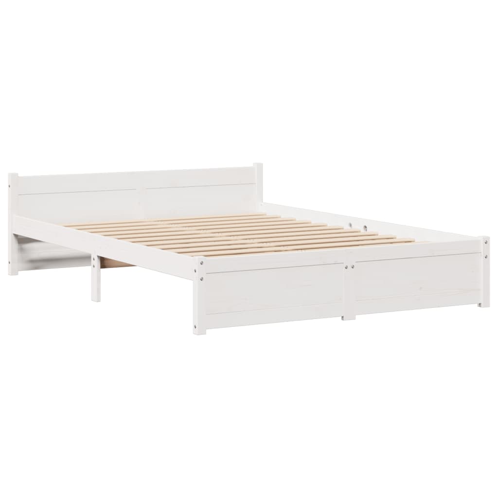 vidaXL Łóżko z regałem, bez materaca, białe, 160x200 cm, sosnowe