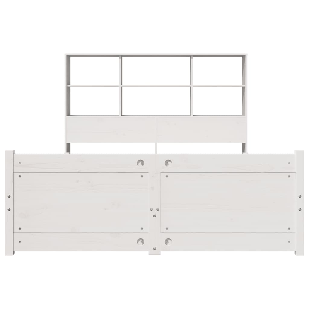 vidaXL Łóżko z regałem, bez materaca, białe, 160x200 cm, sosnowe