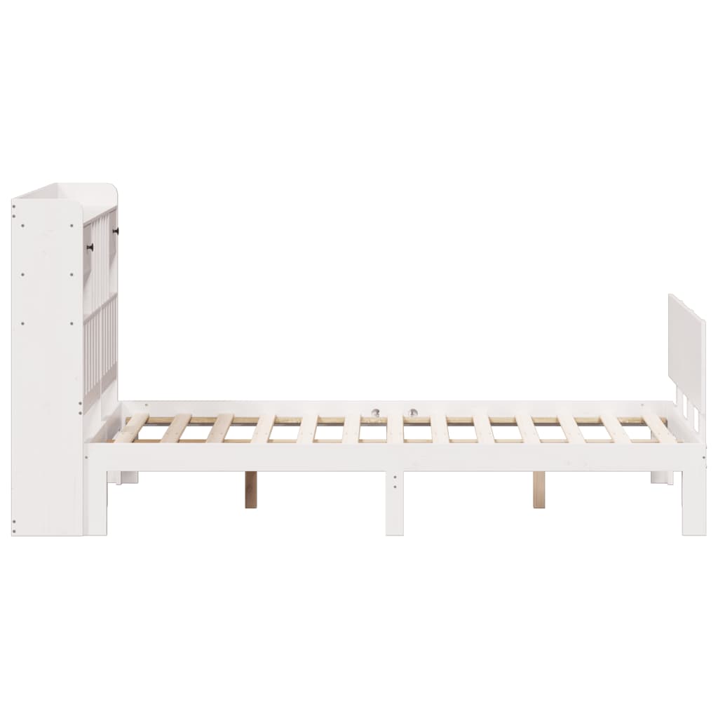 vidaXL Łóżko z regałem, bez materaca, białe, 135x190 cm, sosnowe
