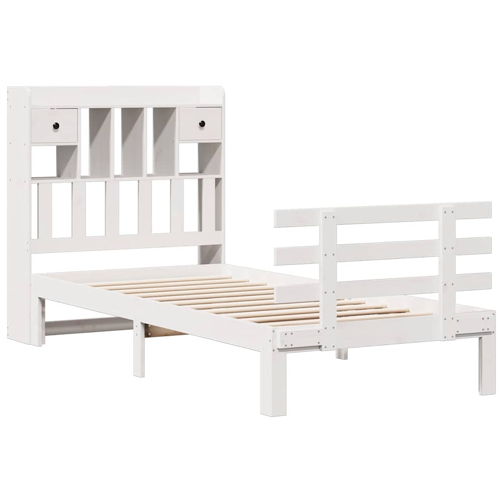 vidaXL Łóżko z regałem, bez materaca, białe, 75x190 cm, sosnowe