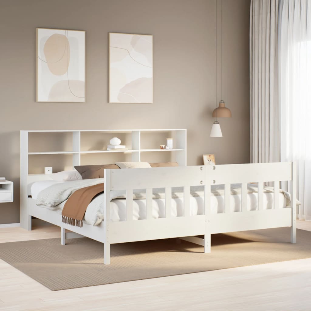 vidaXL Rama łóżka bez materaca, biała, 180x200 cm, lite drewno sosnowe
