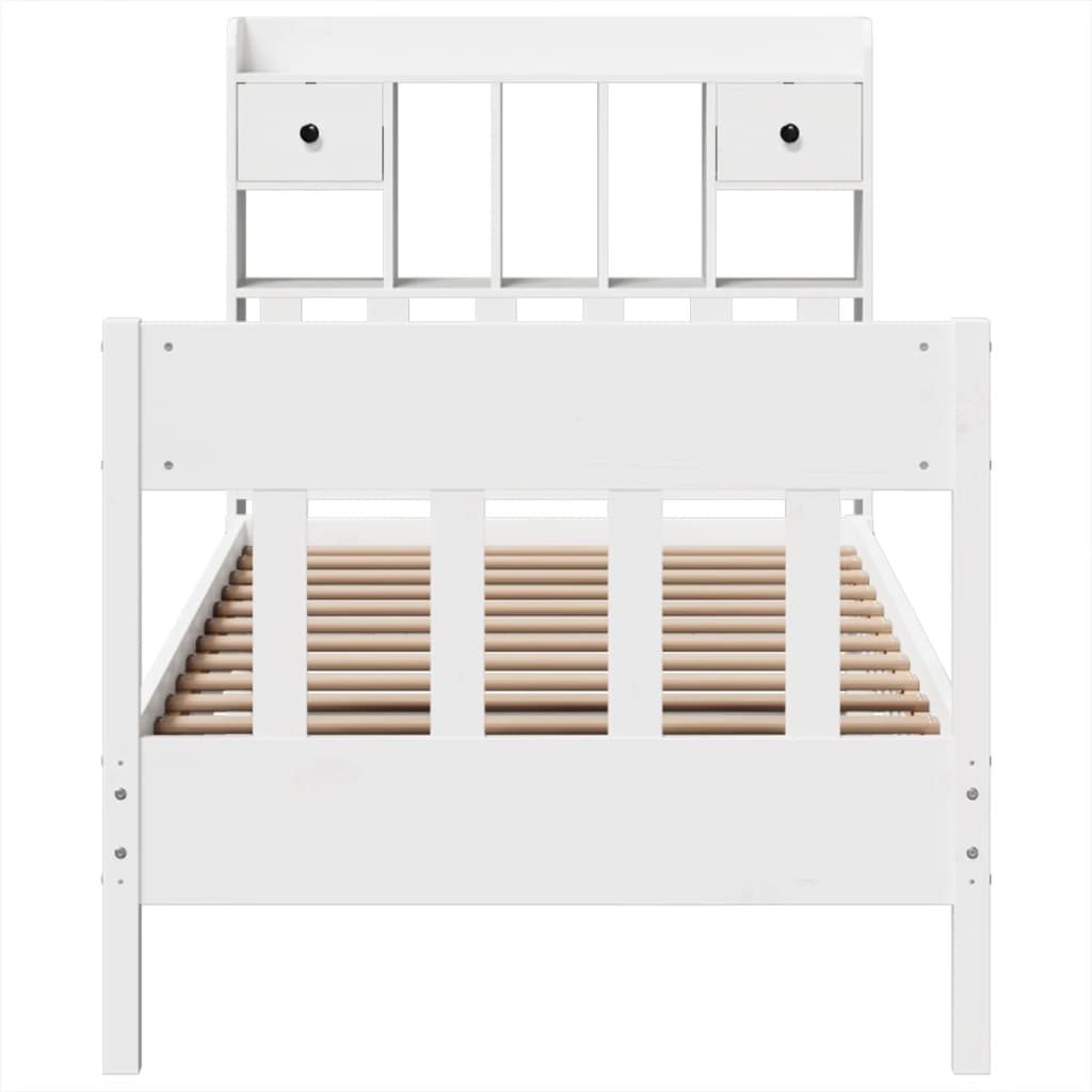 vidaXL Rama łóżka bez materaca, biała, 90x200 cm, lite drewno sosnowe