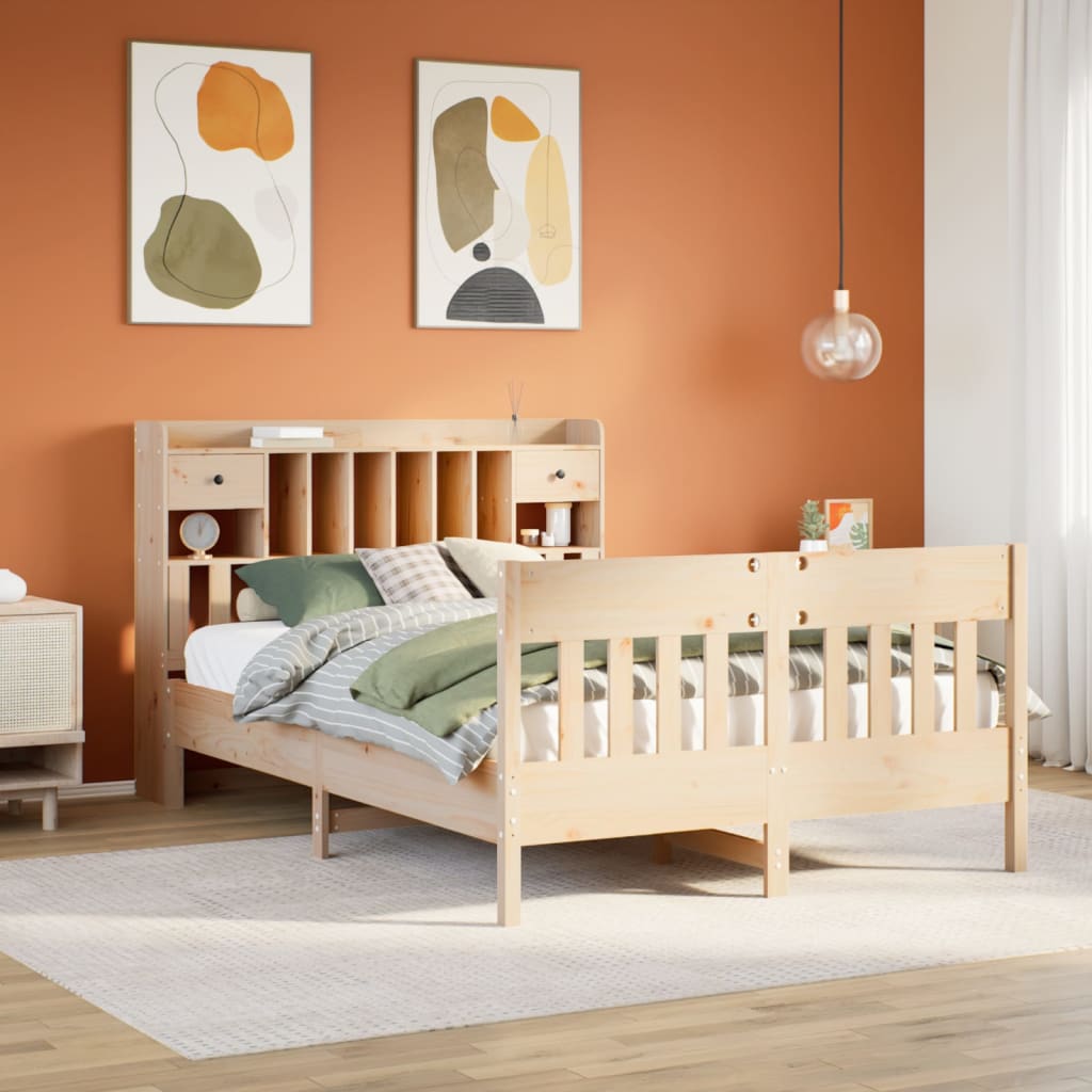 vidaXL Rama łóżka bez materaca, 140x190 cm, lite drewno sosnowe