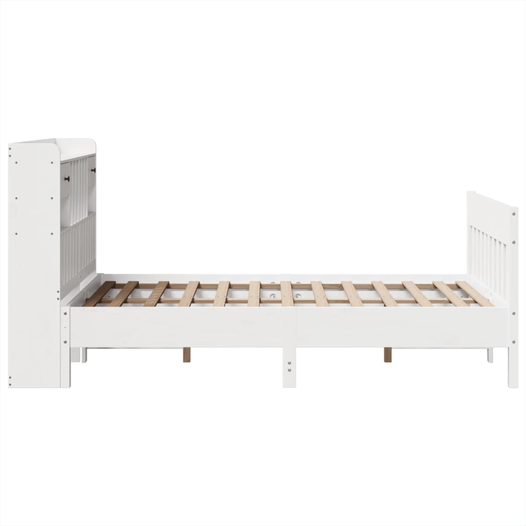 vidaXL Rama łóżka bez materaca, biała, 135x190 cm, lite drewno sosnowe
