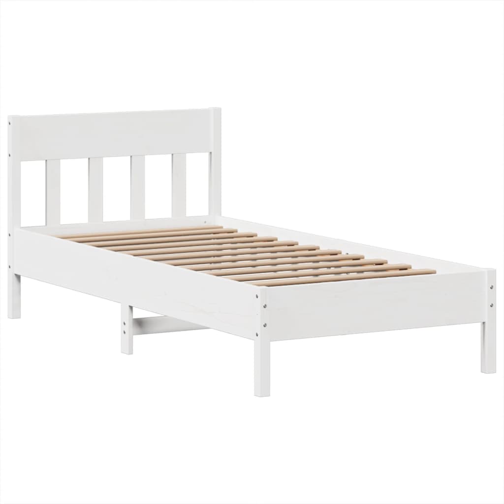 vidaXL Rama łóżka bez materaca, biała, 75x190 cm, lite drewno sosnowe