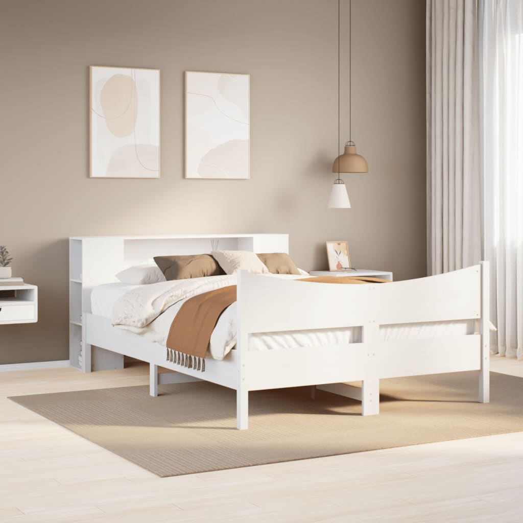vidaXL Rama łóżka bez materaca, biała, 160x200 cm, lite drewno sosnowe