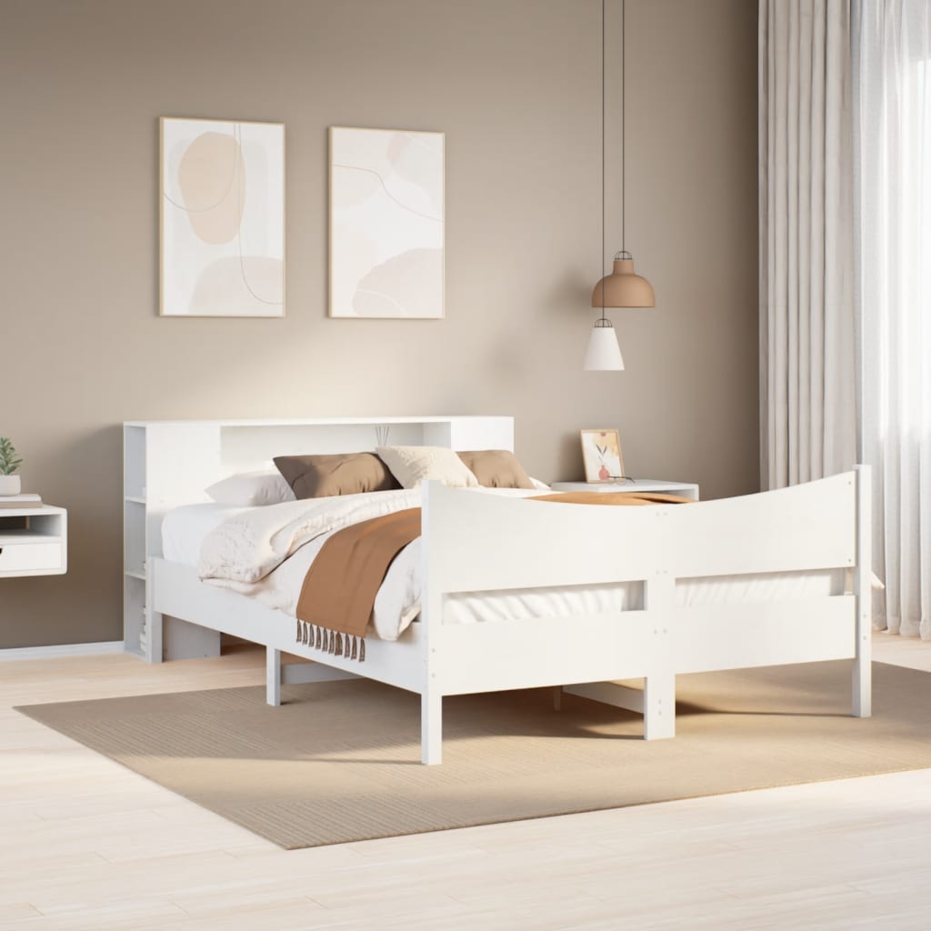 vidaXL Rama łóżka bez materaca, biała, 140x200 cm, lite drewno sosnowe