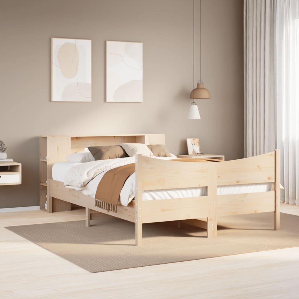 vidaXL Rama łóżka bez materaca, 135x190 cm, lite drewno sosnowe