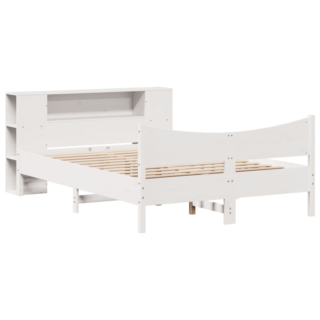vidaXL Rama łóżka bez materaca, biała, 135x190 cm, lite drewno sosnowe