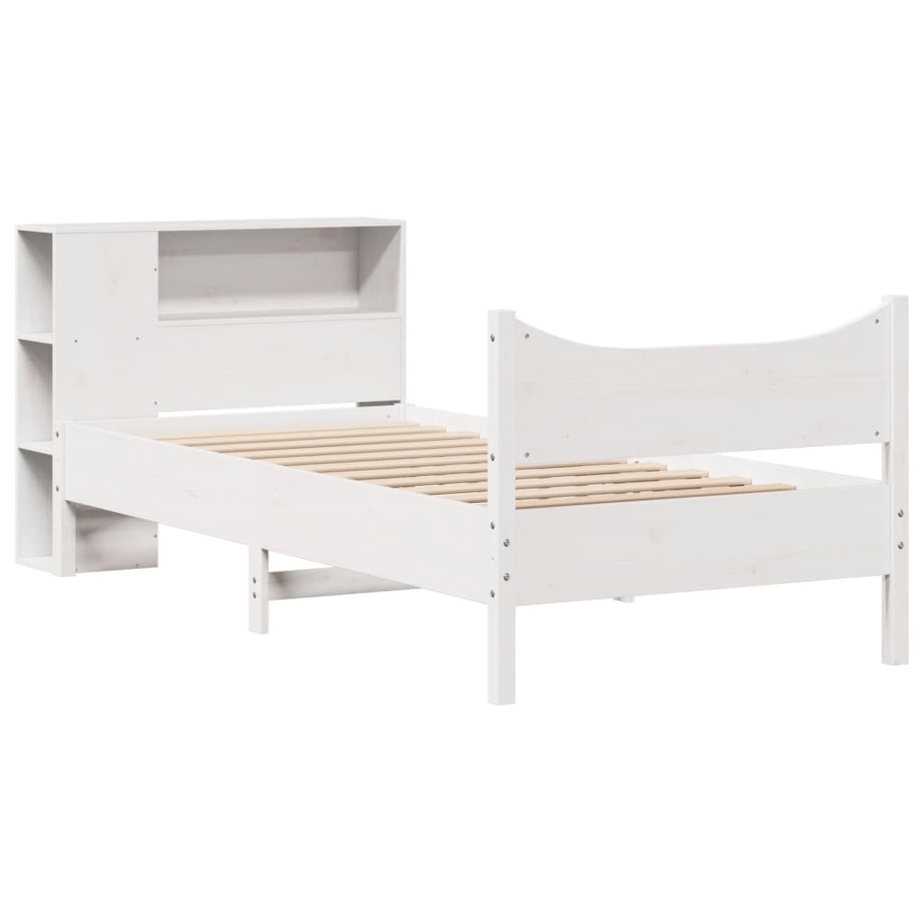 vidaXL Rama łóżka bez materaca, biała, 75x190 cm, lite drewno sosnowe