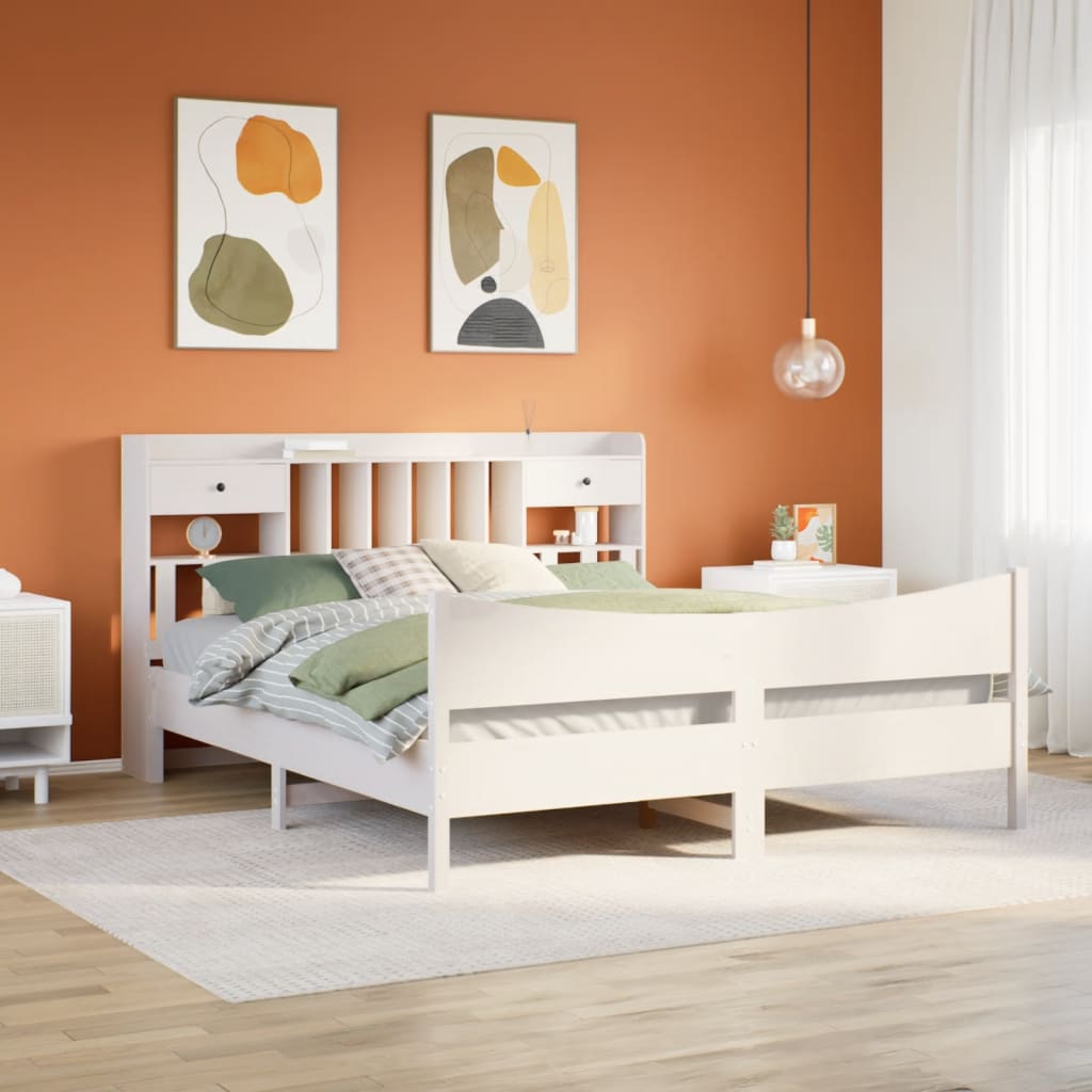 vidaXL Rama łóżka bez materaca, biała, 180x200 cm, lite drewno sosnowe